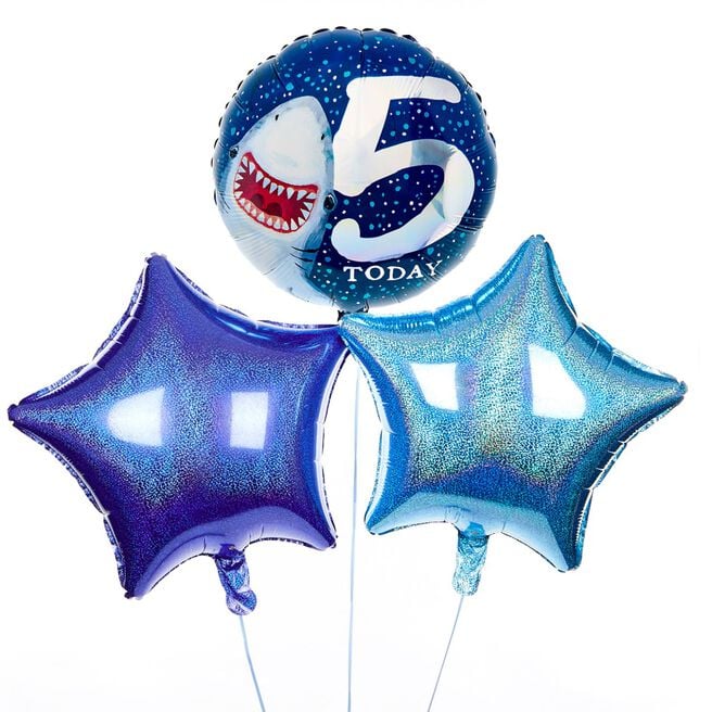 Shark 5 Today Birthday Balloon Bouquet - DELIVERED INFLATED!