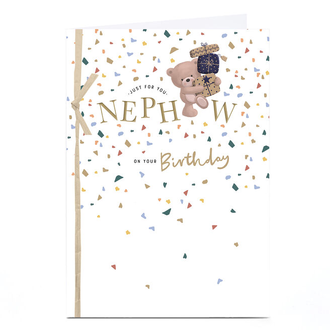 Birthday Card - Bear With Confetti Sprinkles, Nephew