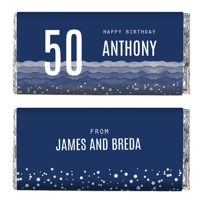 Personalised Birthday Chocolate Bar - Blue Gradient, Editable Age & Recipient