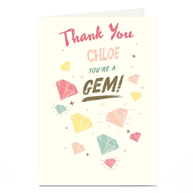 Personalised Thank You Card - You're A Gem