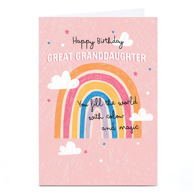 Personalised Birthday Card - Great Granddaughter rainbow