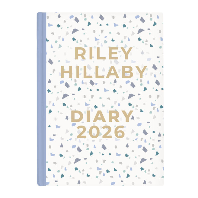 Personalised Diary - White with Blue Speckles