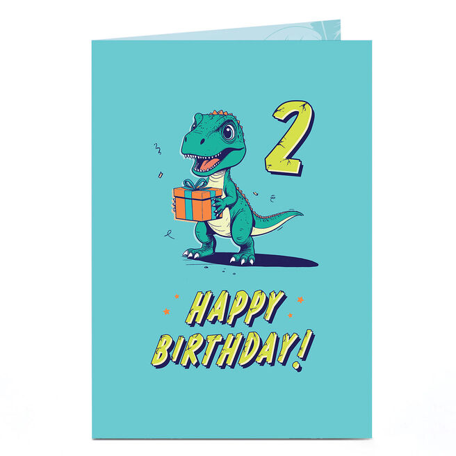 2nd Birthday Card - Dinosaur Stompingly Fun Day