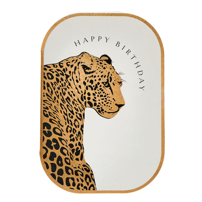 Golden Leopard Birthday Card