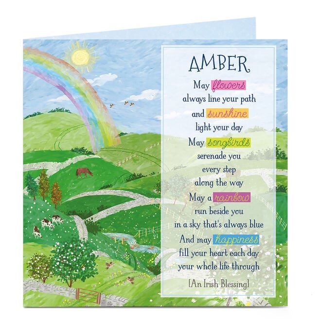 Personalised St Patrick's Day Card - Rainbow Blessing