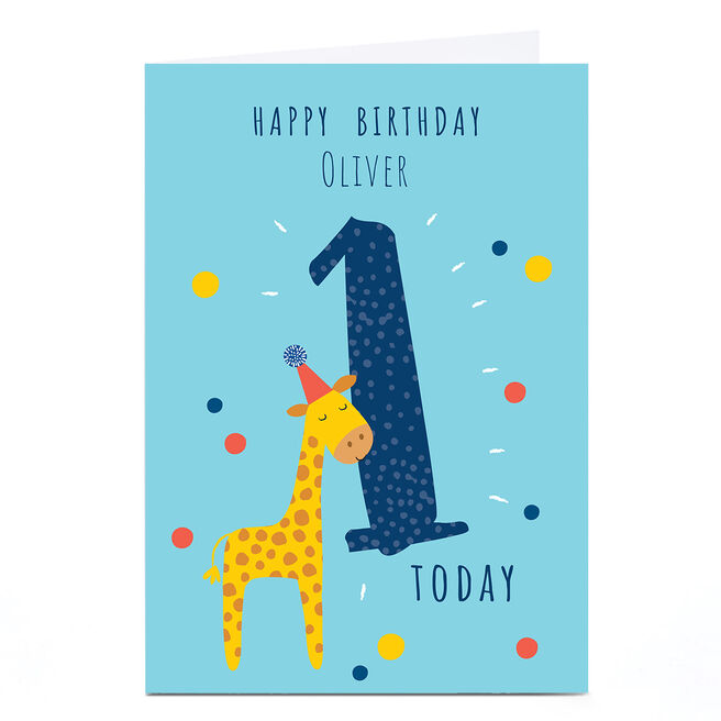 Personalised Klara Hawkins 1st Birthday Card - Giraffe