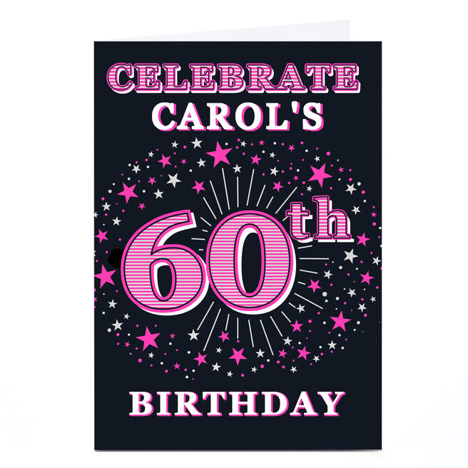 Personalised 60th Birthday Party Invitation - Pink Stars