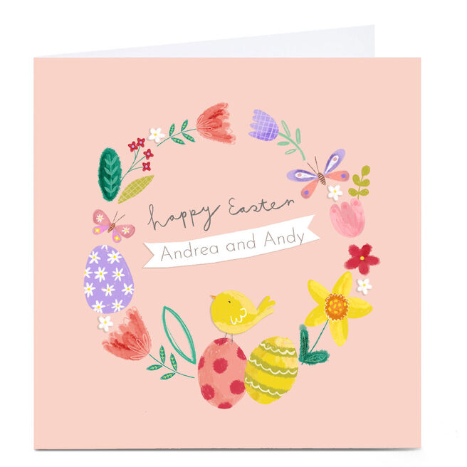 Personalised Kerry Spurling Easter Card - Floral Wreath