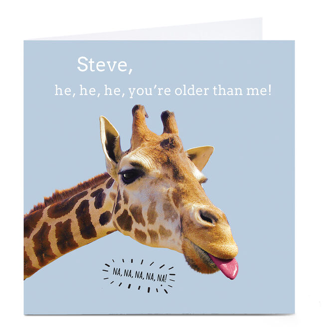 Personalised Birthday Card - Giraffe Older Than Me
