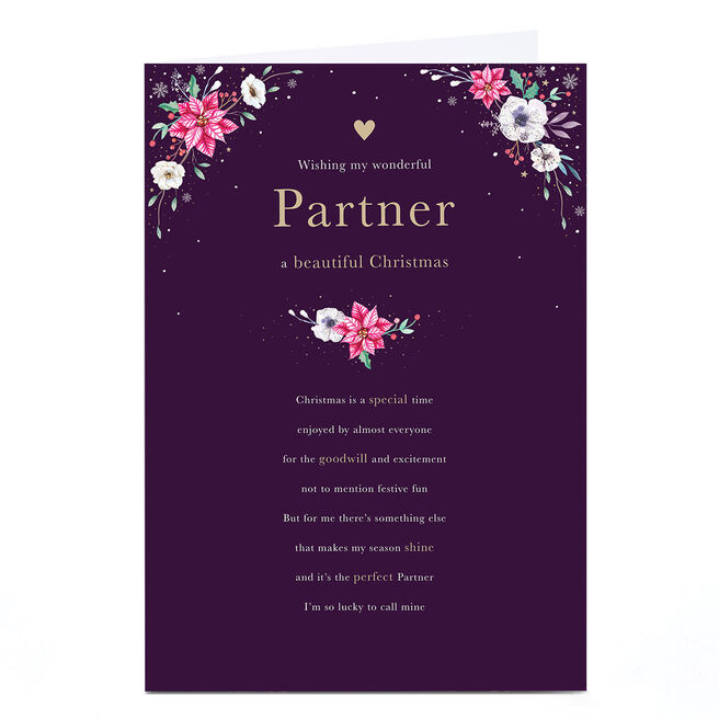 Christmas Card - Wishing My Wonderful Partner A Beautiful Christmas