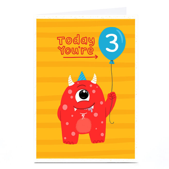 Personalised Blue Kiwi Birthday Card - Monster Editable Age