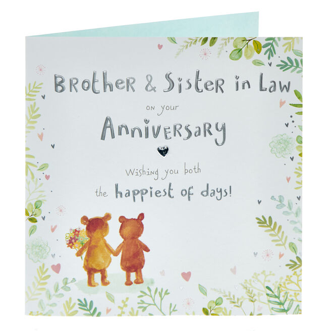 Brother & Sister In Law Bears Wedding Anniversary Card