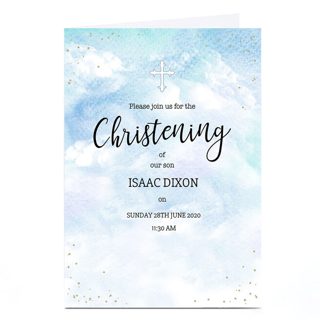 Personalised Christening Card - Pastel Clouds