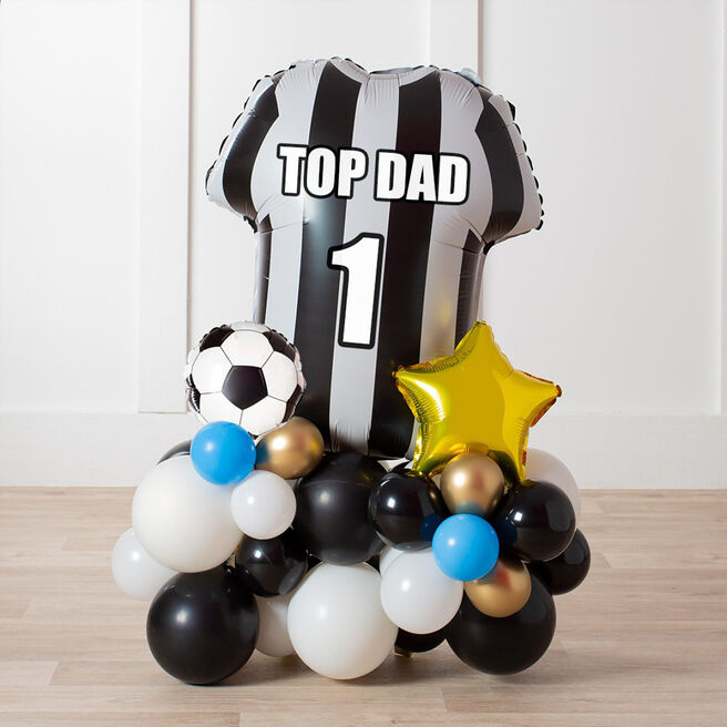 Personalised Black & White Striped Football Shirt Balloon Stack - Delivered Inflated!