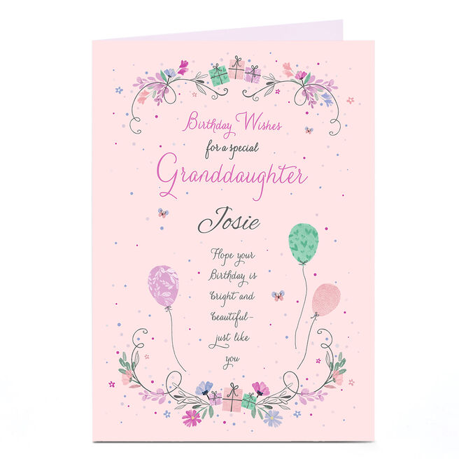 Personalised Birthday Card - Granddaughter Bright & Beautiful