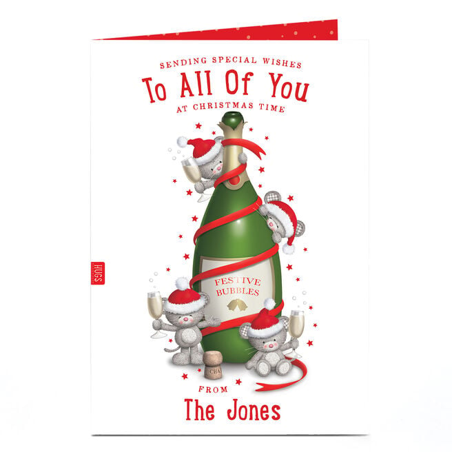 Personalised Hugs Christmas Card - Festive Bubbles