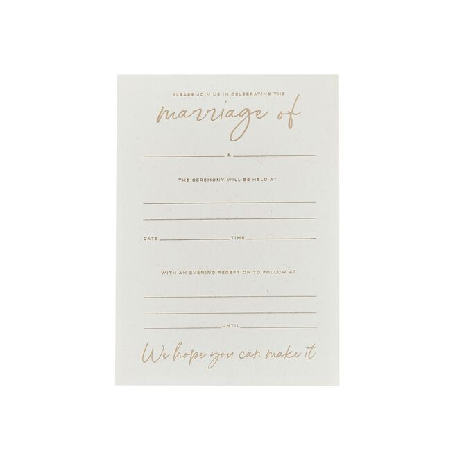 Gold Foiled C6 Wedding Day Invitations - Pack of 20