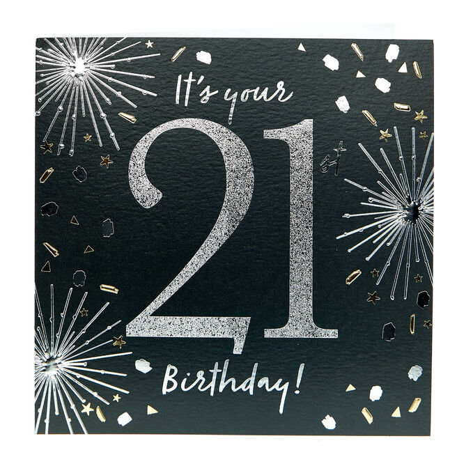 Platinum Collection 21st Birthday Card - Black & Gold