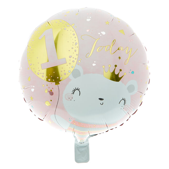 18-Inch Cute Bear 1 Today Foil Helium Balloon 