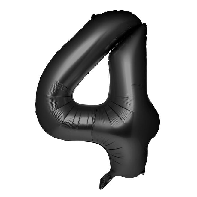Large 34-Inch Black Foil Helium Number 4 Balloon - Delivered Inflated