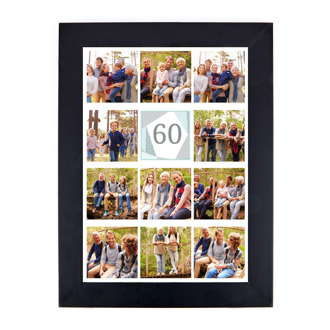 Personalised 60th Milestone Age Photo Print - Geometric Mint