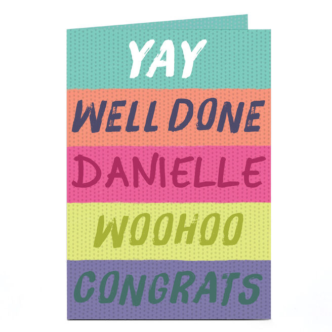 Personalised Congratulations Card - Yay Well Done