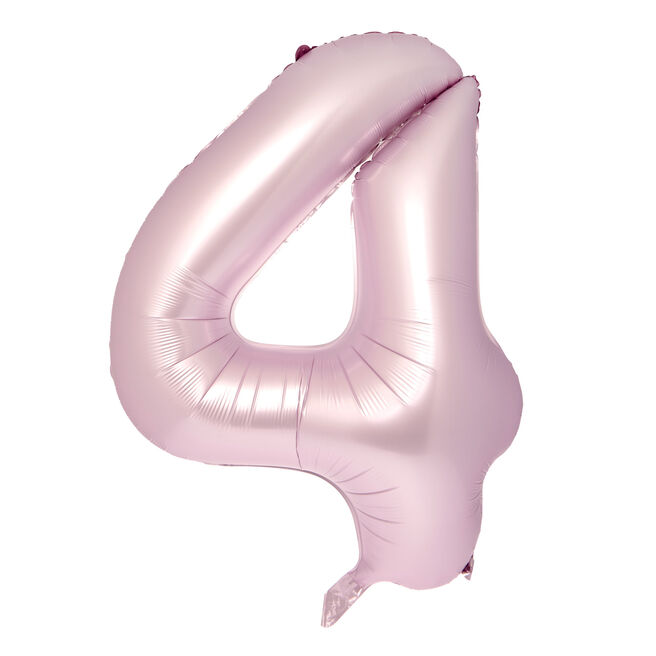 Large 34-Inch Pale Pink Foil Helium Number 4 Balloon - Uninflated