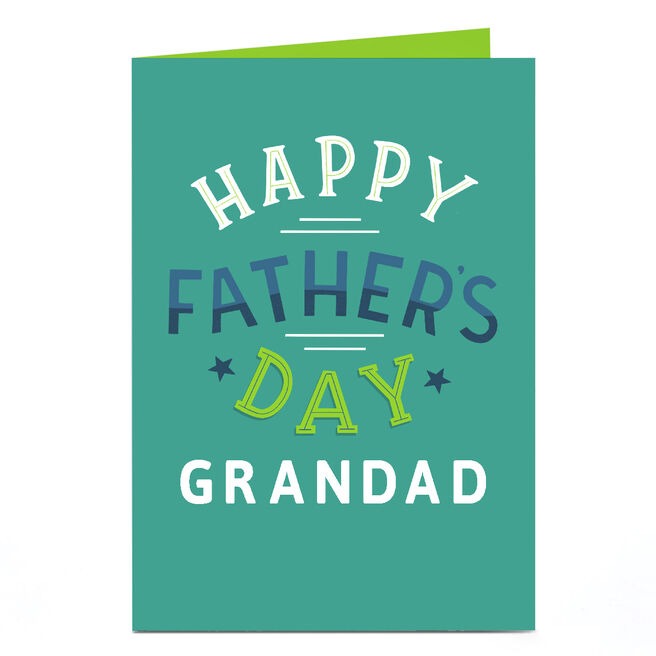 Personalised Father's Day Card - Bright Green Text - Grandad