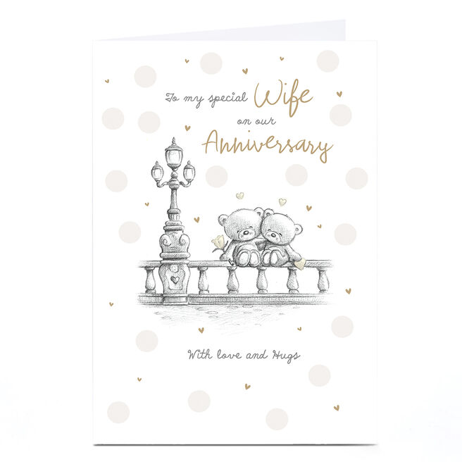 Hugs Anniversary Card - Romantic Bears Sketch, To my Special Wife