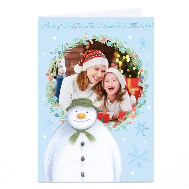 Photo Upload Snowman Christmas Card - Special Little Girl
