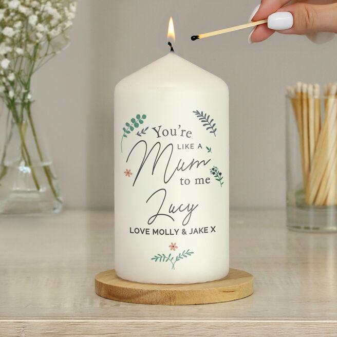 Personalised You're Like A Mum To Me Pillar Candle