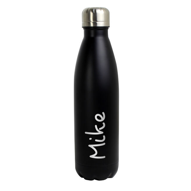 Personalised Black Metal Insulated Drinks Bottle