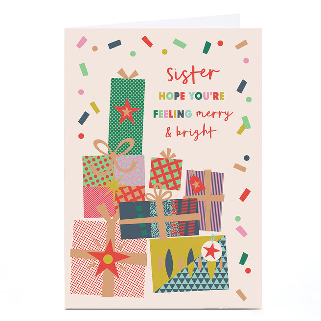 Personalised Christmas Card - Colouful Presents, Sister