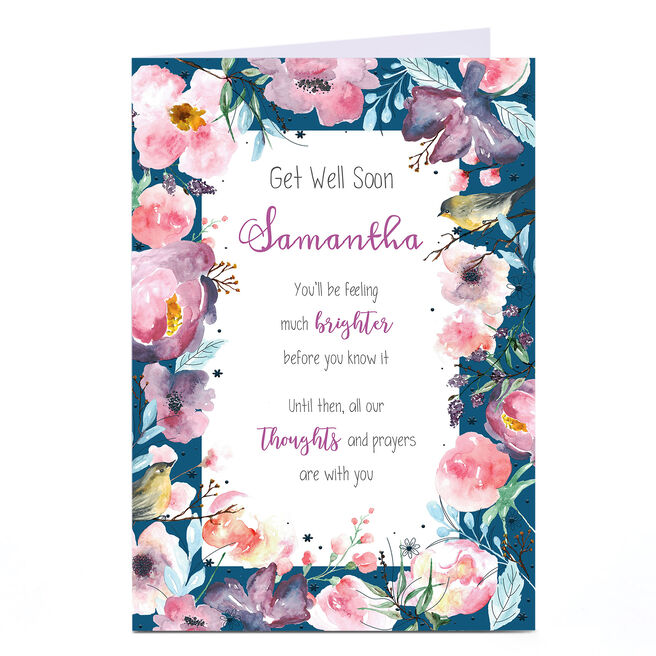 Personalised Get Well Soon Card - Floral Border
