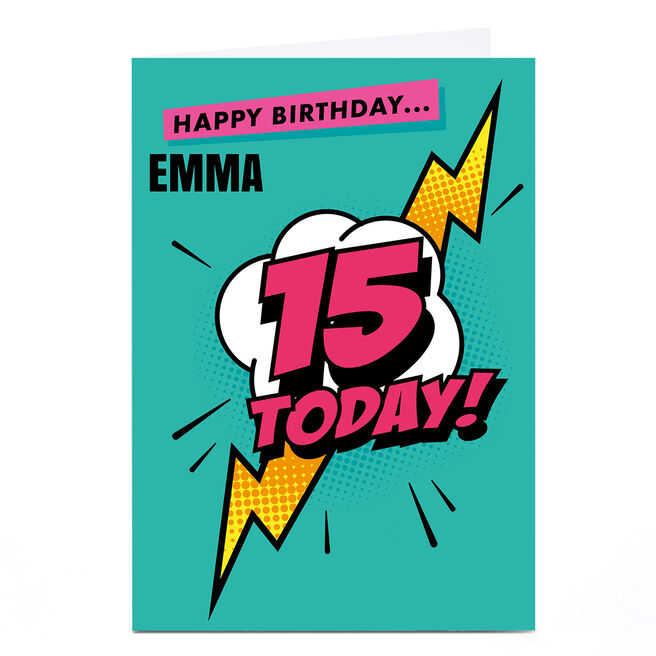 Personalised Hello Munki 15th Birthday Card - Pink Comic