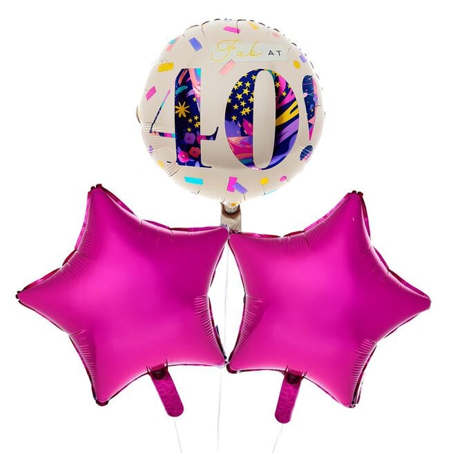 Fab At 40 Birthday Balloon Bouquet - DELIVERED INFLATED!