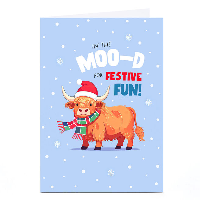 Christmas Card - Festive Fun Highland Cow