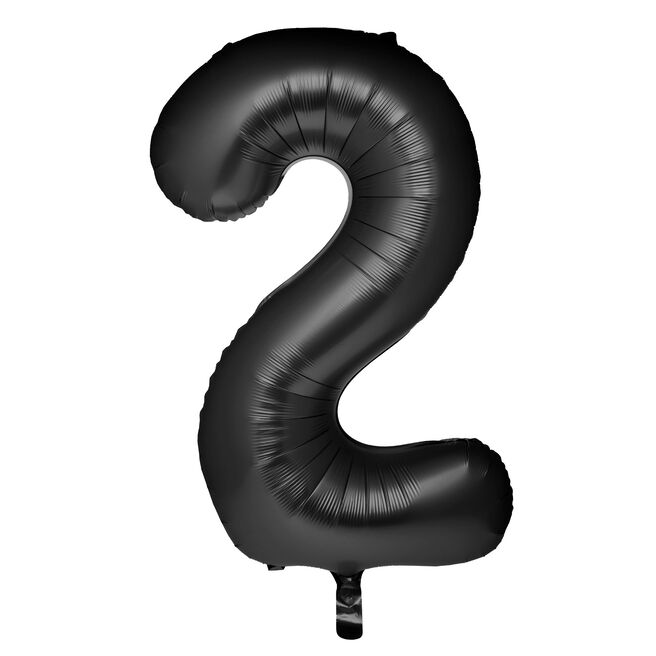 Large 34-Inch Black Foil Helium Number 2 Balloon - Uninflated