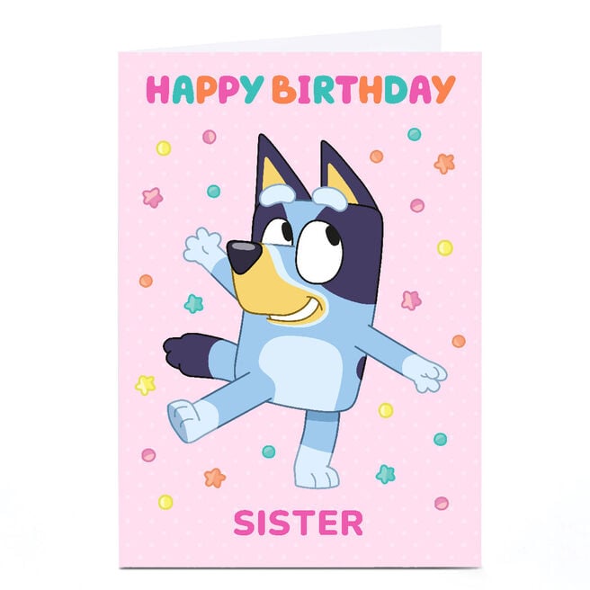 Personalised Birthday Card - Bluey Sister Pink
