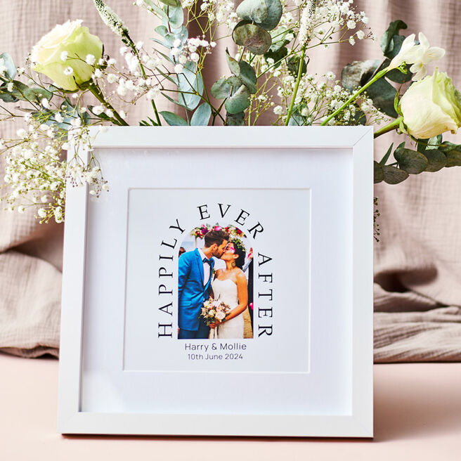 Photo Upload Square Framed Wall Art Print - Happily Ever After