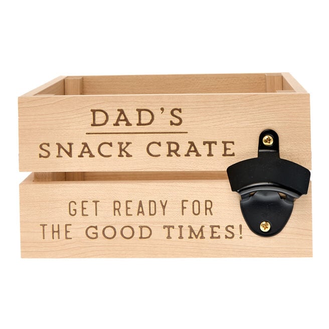 Dad's Snacks Wooden Crate & Beer Opener