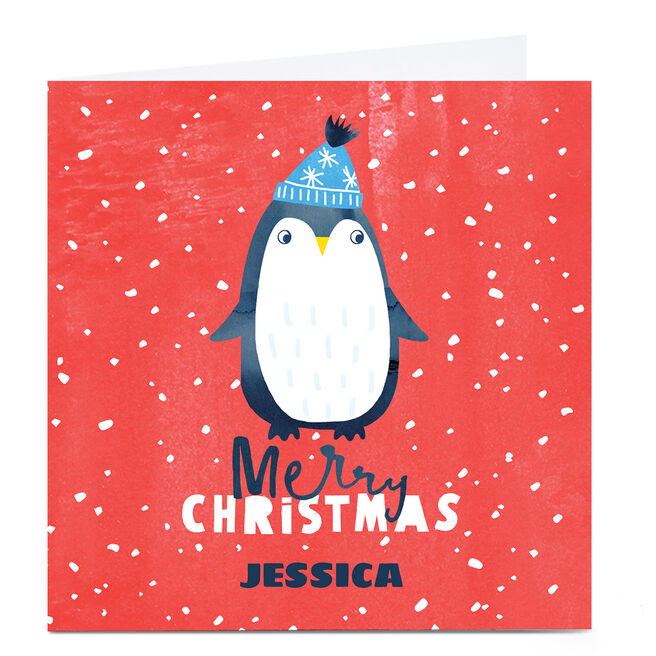 Personalised Gingerbread Christmas Card - Penguin