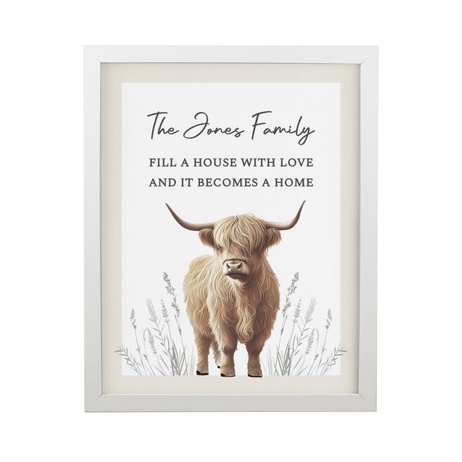 Personalised Highland Cow White Poster Frame