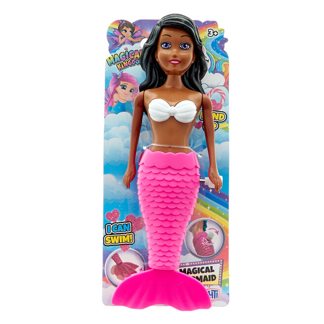 Magical Mermaid Wind Up Toy - Pink Tail & Black Hair