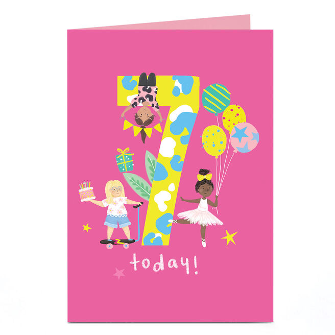 7th Birthday Card - Party Girls