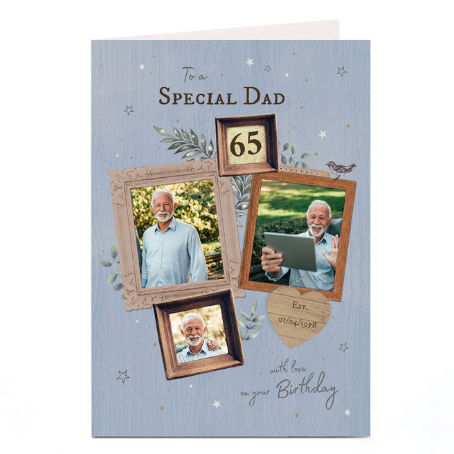 Personalised Birthday Card Photo Card - Special Dad 65th, Editable Age
