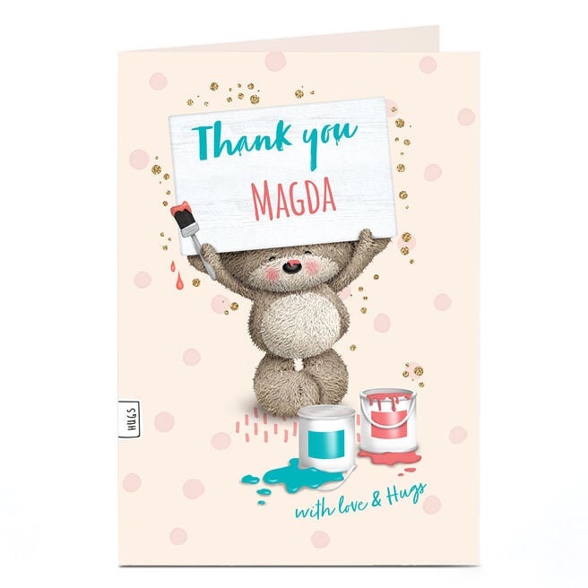 Personalised Hugs Bear Thank You Card - Painting