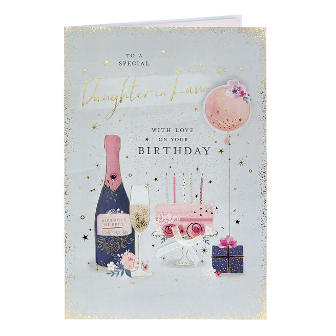 Birthday Card - Daughter In Law Bubbly & Balloon