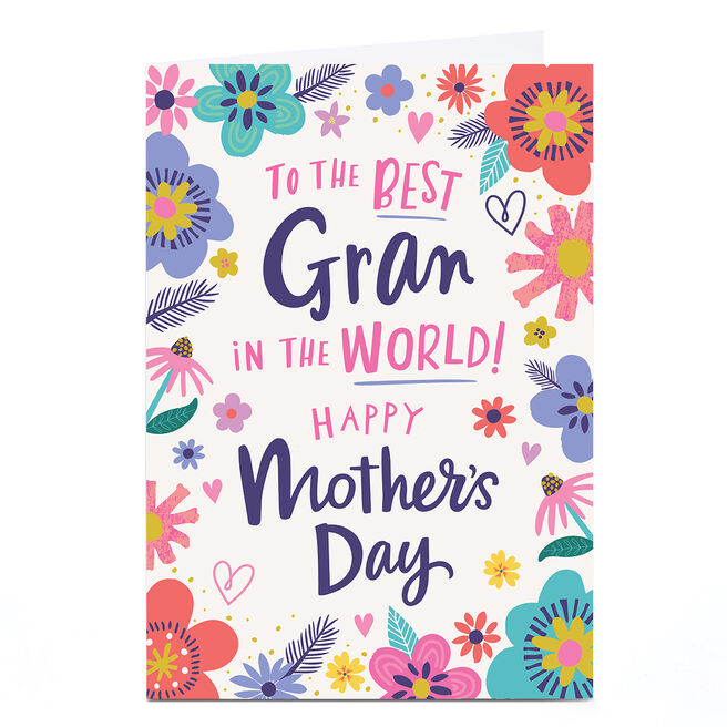 Personalised Ebony Newton Mother's Day Card - Dotty Black Best Gran