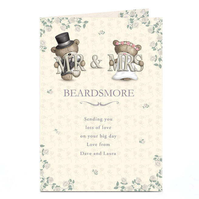 Personalised Hugs Bear Wedding Card - Mr & Mrs